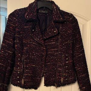 Zara Black and Red Tweed Blazer
